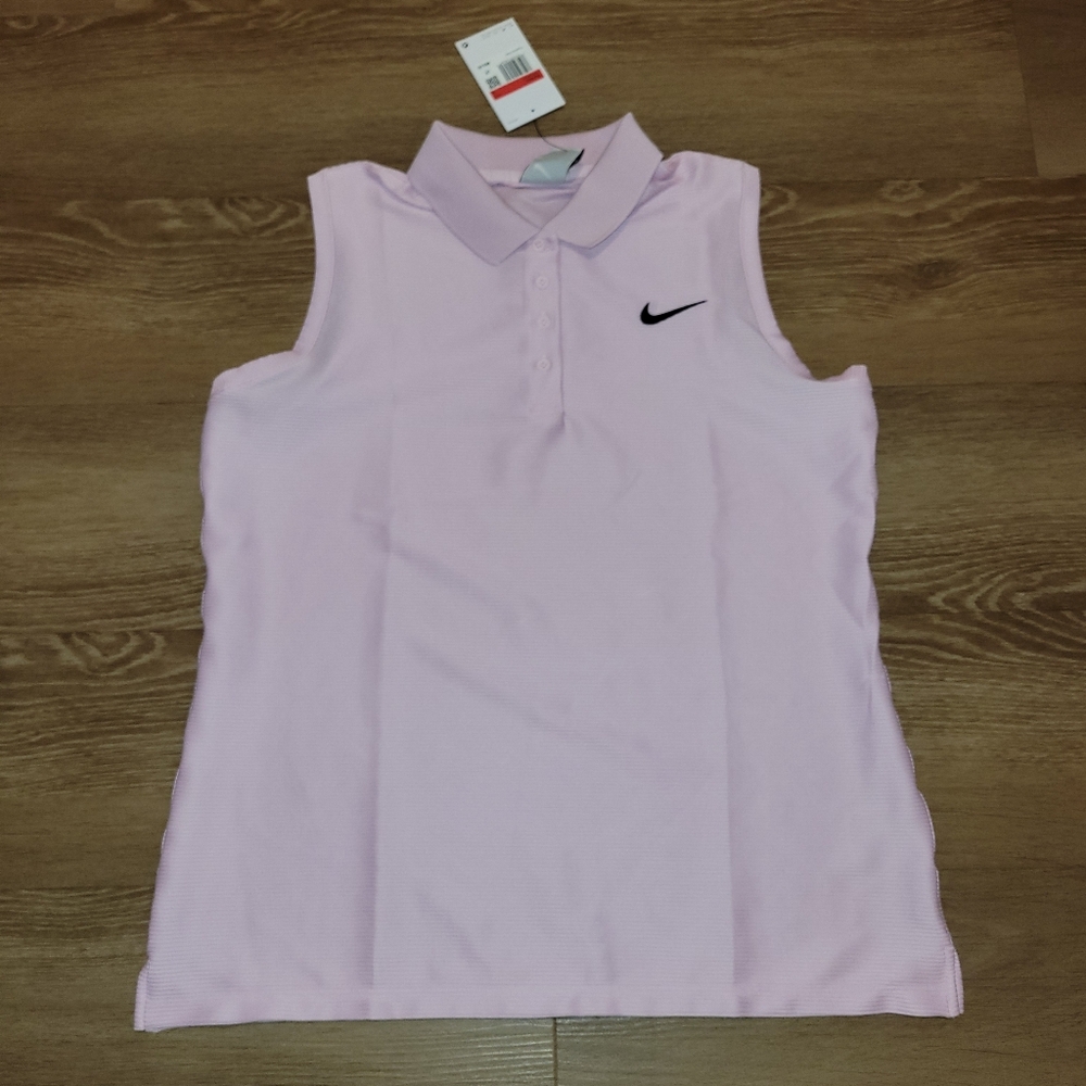Nike Women's Dri-FIT Victory Golf Polo Sleeveless Shirt Pink Size Large New